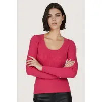 Esqualo Sweater Deep Round Neck Rib Fuchsia Talla: XS | Sudaderas con Capucha Outlet | Mujer | Rosa