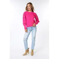 Esqualo Sweater Embroidery Anglaise Fuchsia Talla: XS | Sudaderas con Capucha Outlet | Mujer | Rosa