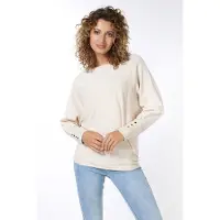 Esqualo Sweater Batwing Buttoned Cuff Light Sand Talla: S | Sudaderas con Capucha Outlet | Mujer | Marrón