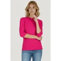 Esqualo Top Irregular Rib Fuchsia Talla: S | Manga Larga Outlet | Mujer | Rosa