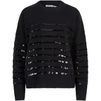 Esqualo Sweater Striped Sequins Black Talla: XS/S | Sudaderas con Capucha Outlet | Mujer | Negro
