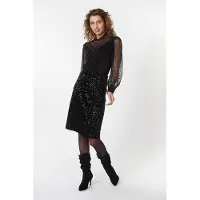 Esqualo Skirt Velvet Sequins Black Talla: 36 | Faldas Midi Outlet | Mujer | Negro