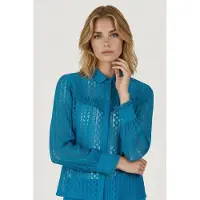 Esqualo Blouse Lace Puff Slve Petrol Talla: 36 | Manga Larga Outlet | Mujer