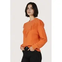 Esqualo Sweater Fringes Soft Orange Talla: L | Sudaderas con Capucha Outlet | Mujer | Naranja