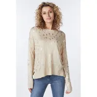 Esqualo Sweater Foil Print L/slv Warm Sand Talla: S | Sudaderas con Capucha Outlet | Mujer | Marrón