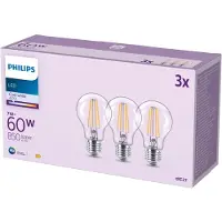 Philips LED E27 7W 850lm 4.000K transparente 3 ud