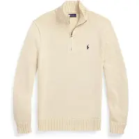 Ralph Lauren para hombre. 710859939503 Jersey de algodón con cremallera corta beige (XL), Casual, Clásico, outlet 202