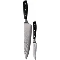 Eden Cuchillo para chef Eden Classic Damast de 20 cm y cuchillo de pelar