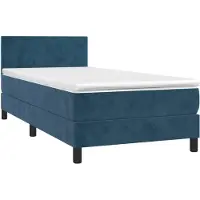 Syfax Cama box spring con colchón terciopelo azul oscuro 90x200 cm