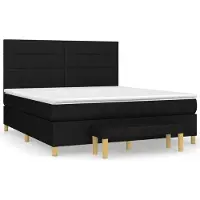 Syfax Cama box spring con colchón tela negro 180x200 cm