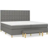 Syfax Cama box spring con colchón tela gris oscuro 200x200 cm