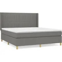 Syfax Cama box spring con colchón tela gris oscuro 160x200 cm