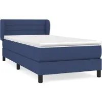 Syfax Cama box spring con colchón tela azul 90x190 cm