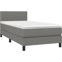 Syfax Cama box spring con colchón tela gris oscuro 100x200 cm