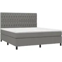 Syfax Cama box spring con colchón tela gris oscuro 180x200 cm