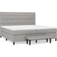 Syfax Cama box spring con colchón tela gris claro 200x200 cm