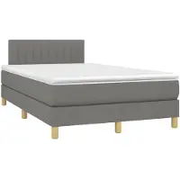 Syfax Cama box spring con colchón tela gris oscuro 120x200 cm