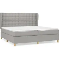 Syfax Cama box spring con colchón tela gris claro 200x200 cm