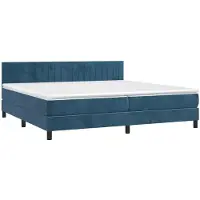Syfax Cama box spring con colchón terciopelo azul oscuro 200x200 cm