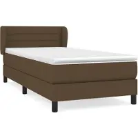 Syfax Cama box spring con colchón tela marrón oscuro 100x200 cm