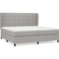 Syfax Cama box spring con colchón tela gris claro 200x200 cm