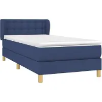 Syfax Cama box spring con colchón tela azul 90x200 cm