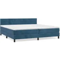 Syfax Cama box spring con colchón terciopelo azul oscuro 200x200 cm
