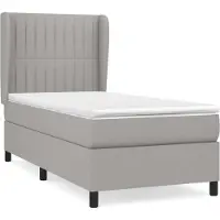 Syfax Cama box spring con colchón tela gris claro 90x200 cm