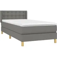 Syfax Cama box spring con colchón tela gris oscuro 100x200 cm