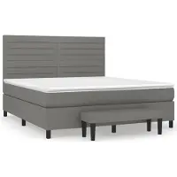 Syfax Cama box spring con colchón tela gris oscuro 180x200 cm