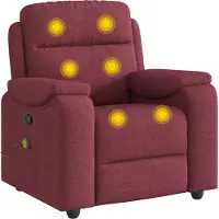 Syfax Sillón de masaje reclinable de tela color vino tinto