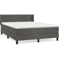 Syfax Cama box spring con colchón terciopelo gris oscuro 140x190 cm