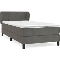 Syfax Cama box spring con colchón terciopelo gris oscuro 80x200 cm