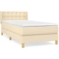Syfax Cama box spring con colchón tela color crema 80x200 cm