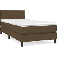 Syfax Cama box spring con colchón tela marrón oscuro 100x200 cm