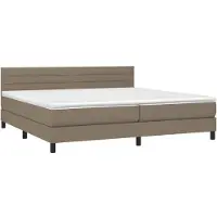 Syfax Cama box spring con colchón tela gris taupe 200x200 cm