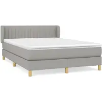 Syfax Cama box spring con colchón tela gris claro 140x190 cm