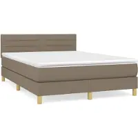 Syfax Cama box spring con colchón tela gris taupe 140x200 cm
