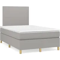 Syfax Cama box spring con colchón tela gris claro 120x200 cm