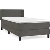 Syfax Cama box spring con colchón terciopelo gris oscuro 90x200 cm