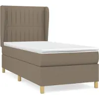 Syfax Cama box spring con colchón tela gris taupe 90x200 cm