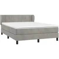 Syfax Cama box spring con colchón terciopelo gris claro 140x200 cm