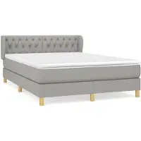 Syfax Cama box spring con colchón tela gris claro 140x200 cm
