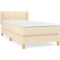 Syfax Cama box spring con colchón tela color crema 80x200 cm
