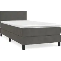 Syfax Cama box spring con colchón terciopelo gris oscuro 100x200 cm