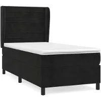 Syfax Cama box spring con colchón terciopelo negro 80x200 cm