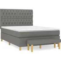 Syfax Cama box spring con colchón tela gris oscuro 140x200 cm