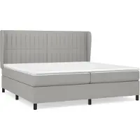 Syfax Cama box spring con colchón tela gris claro 200x200 cm