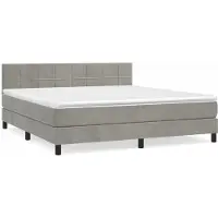 Syfax Cama box spring con colchón terciopelo gris claro 160x200 cm