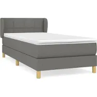 Syfax Cama box spring con colchón tela gris oscuro 100x200 cm